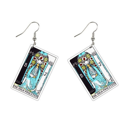 Tarot Card Dangle Earrings | Handmade Acrylic Major Arcana Pendants | Esoteric Jewelry | Apollo Tarot