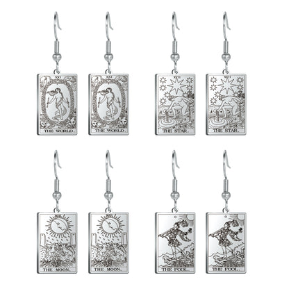 Classic Tarot Card Earrings | Major Arcana Silver or Gold Dangle Pendants | Apollo Tarot Shop