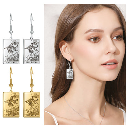 Classic Tarot Card Earrings | Major Arcana Silver or Gold Dangle Pendants | Apollo Tarot Shop