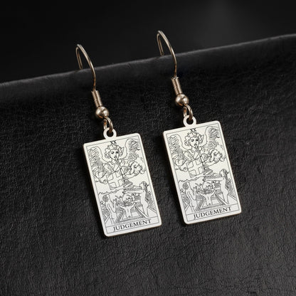 Classic Tarot Card Earrings | Major Arcana Silver or Gold Dangle Pendants | Apollo Tarot Shop