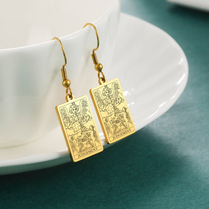 Classic Tarot Card Earrings | Major Arcana Silver or Gold Dangle Pendants | Apollo Tarot Shop