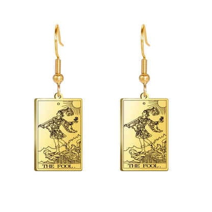 Classic Tarot Card Earrings | Major Arcana Silver or Gold Dangle Pendants | Apollo Tarot Shop