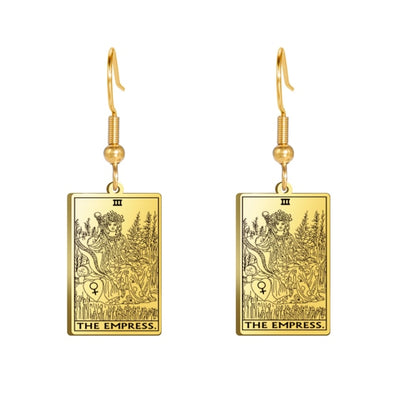 Classic Tarot Card Earrings | Major Arcana Silver or Gold Dangle Pendants | Apollo Tarot Shop