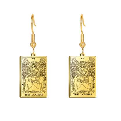 Classic Tarot Card Earrings | Major Arcana Silver or Gold Dangle Pendants | Apollo Tarot Shop