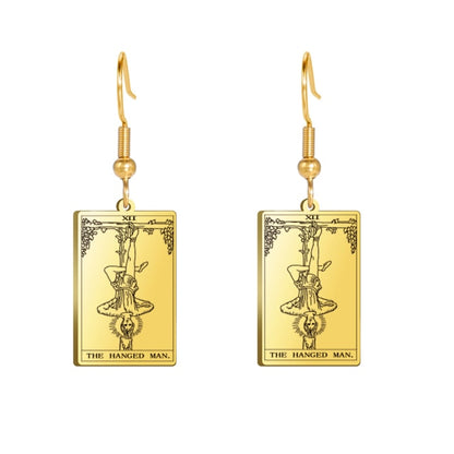 Classic Tarot Card Earrings | Major Arcana Silver or Gold Dangle Pendants | Apollo Tarot Shop