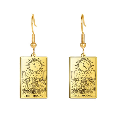 Classic Tarot Card Earrings | Major Arcana Silver or Gold Dangle Pendants | Apollo Tarot Shop