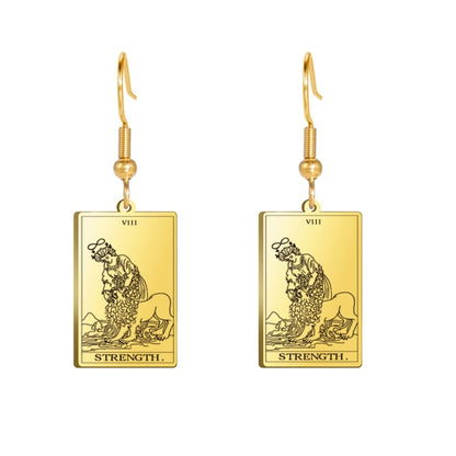 Classic Tarot Card Earrings | Major Arcana Silver or Gold Dangle Pendants | Apollo Tarot Shop