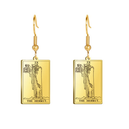 Classic Tarot Card Earrings | Major Arcana Silver or Gold Dangle Pendants | Apollo Tarot Shop