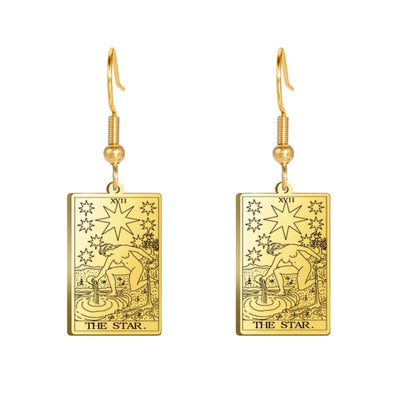 Classic Tarot Card Earrings | Major Arcana Silver or Gold Dangle Pendants | Apollo Tarot Shop