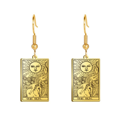 Classic Tarot Card Earrings | Major Arcana Silver or Gold Dangle Pendants | Apollo Tarot Shop