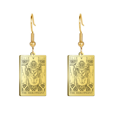 Classic Tarot Card Earrings | Major Arcana Silver or Gold Dangle Pendants | Apollo Tarot Shop