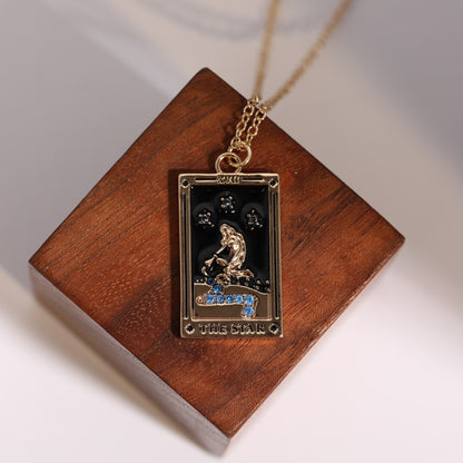 Vintage Tarot Necklace for Women | The Sun, The Moon, The Star Cards | Enamel Zircon Pendants