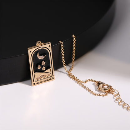 Vintage Tarot Necklace for Women | The Sun, The Moon, The Star Cards | Enamel Zircon Pendants