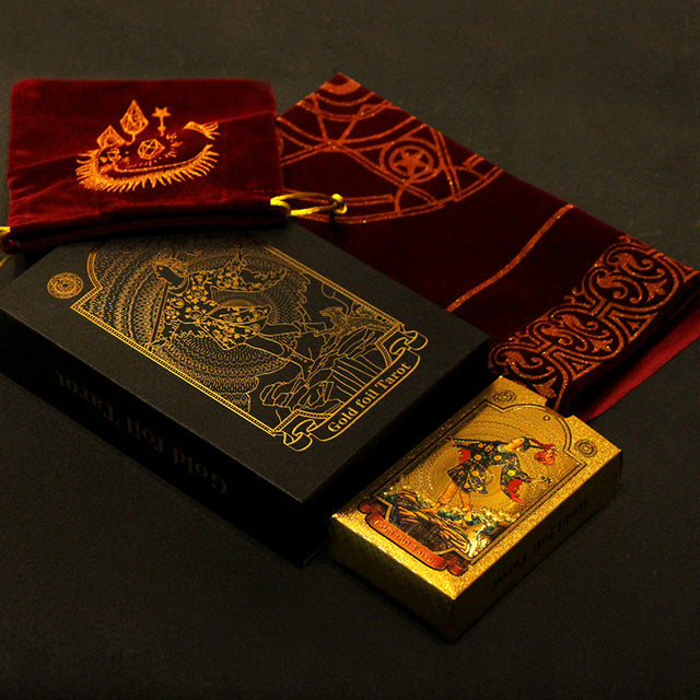Gold Foil Rider-Waite Tarot Deck with Guidebook | Beginner 78 Pcs High Quality Cards