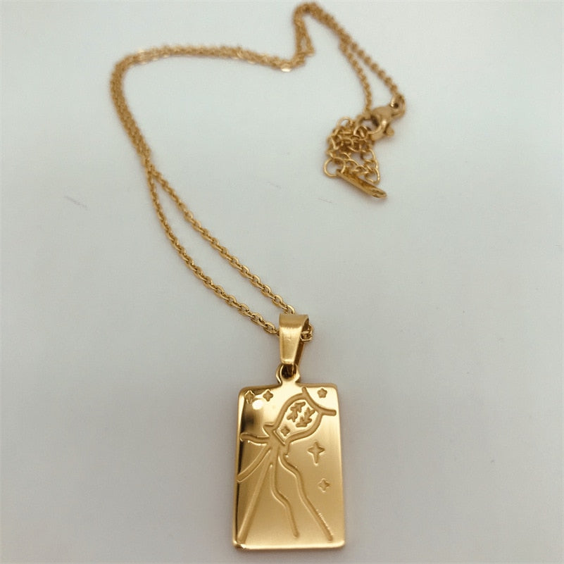 Tarot Card Pendant for Women | Gold Plated Stainless Steel Necklaces | Zodiac Jewelry Gifts | Apollo Tarot