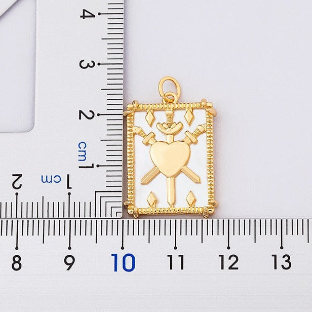 Tarot Card Necklace | Gold Enamel Zircon Pendant | Apollo Tarot
