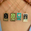 Vintage Tarot Necklace for Women | The Sun, The Moon, The Star Cards | Enamel Zircon Pendants
