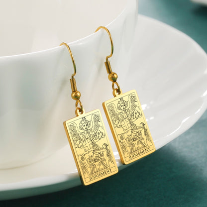 Classic Tarot Card Earrings | Major Arcana Silver or Gold Dangle Pendants | Apollo Tarot Shop