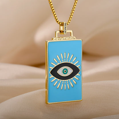 🧿 Evil Eye Necklace | Hamsa Hand Charm | Tarot Card Shaped Pendants