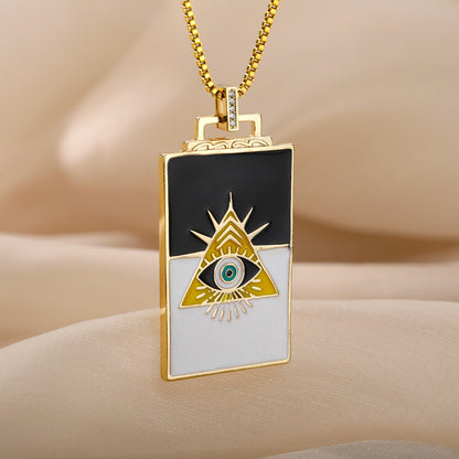 🧿 Evil Eye Necklace | Hamsa Hand Charm | Tarot Card Shaped Pendants