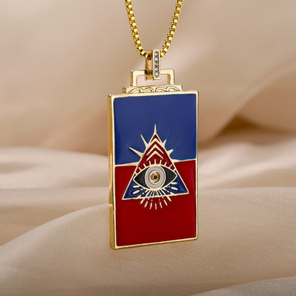 🧿 Evil Eye Necklace | Hamsa Hand Charm | Tarot Card Shaped Pendants