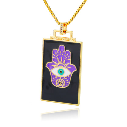 🧿 Evil Eye Necklace | Hamsa Hand Charm | Tarot Card Shaped Pendants