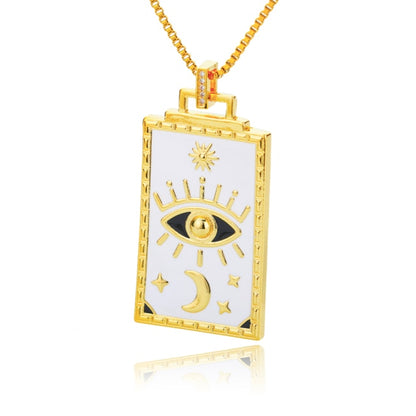 🧿 Evil Eye Necklace | Hamsa Hand Charm | Tarot Card Shaped Pendants