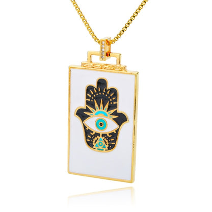 🧿 Evil Eye Necklace | Hamsa Hand Charm | Tarot Card Shaped Pendants