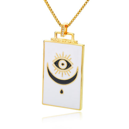 🧿 Evil Eye Necklace | Hamsa Hand Charm | Tarot Card Shaped Pendants