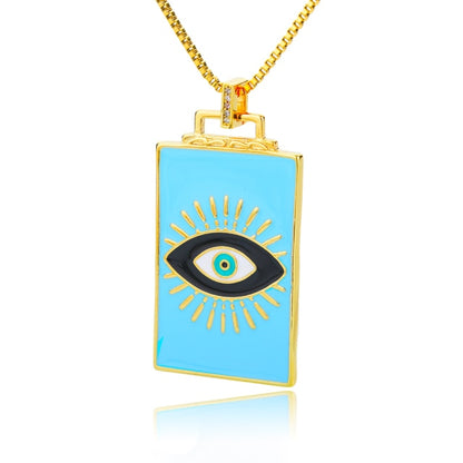 🧿 Evil Eye Necklace | Hamsa Hand Charm | Tarot Card Shaped Pendants