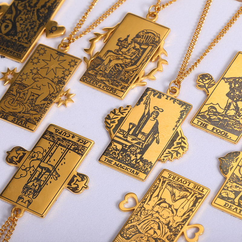 Winged Tarot Card Necklace | Stainless Steel Rider-Waite Pendant | Divination Amulet Jewelry | Apollo Tarot