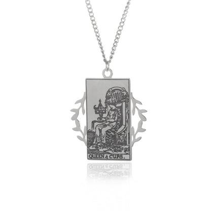 Winged Tarot Card Necklace | Stainless Steel Rider-Waite Pendant | Divination Amulet Jewelry | Apollo Tarot