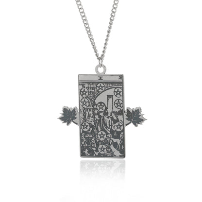 Winged Tarot Card Necklace | Stainless Steel Rider-Waite Pendant | Divination Amulet Jewelry | Apollo Tarot