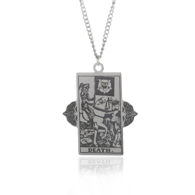 Winged Tarot Card Necklace | Stainless Steel Rider-Waite Pendant | Divination Amulet Jewelry | Apollo Tarot