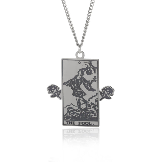 Winged Tarot Card Necklace | Stainless Steel Rider-Waite Pendant | Divination Amulet Jewelry | Apollo Tarot