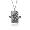 Load image into Gallery viewer, Winged Tarot Card Necklace | Stainless Steel Rider-Waite Pendant | Divination Amulet Jewelry | Apollo Tarot