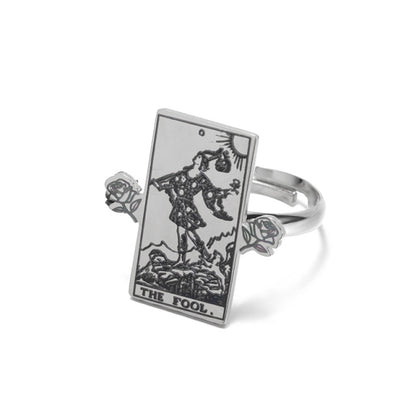 Adjustable Tarot Card Rings | Winged Stainless Steel Rider-Waite Jewelry | Astrology Charm Amulet | Apollo Tarot