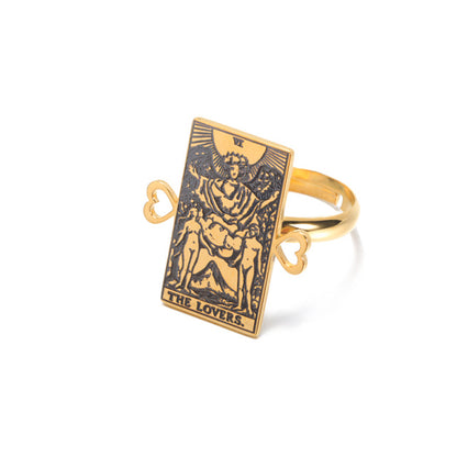 Adjustable Tarot Card Rings | Winged Stainless Steel Rider-Waite Jewelry | Astrology Charm Amulet | Apollo Tarot