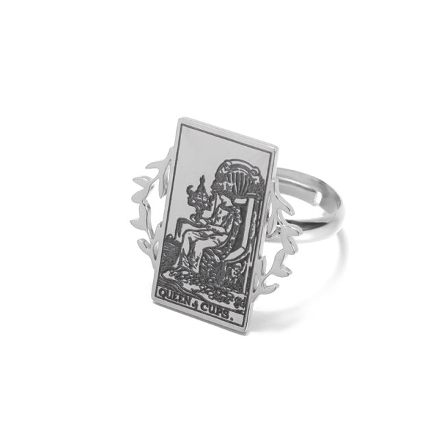 Adjustable Tarot Card Rings | Winged Stainless Steel Rider-Waite Jewelry | Astrology Charm Amulet | Apollo Tarot