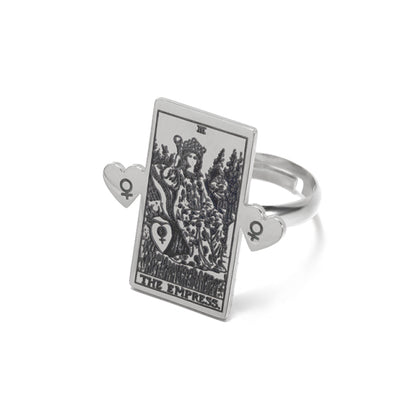 Adjustable Tarot Card Rings | Winged Stainless Steel Rider-Waite Jewelry | Astrology Charm Amulet | Apollo Tarot