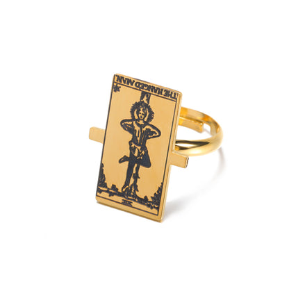 Adjustable Tarot Card Rings | Winged Stainless Steel Rider-Waite Jewelry | Astrology Charm Amulet | Apollo Tarot