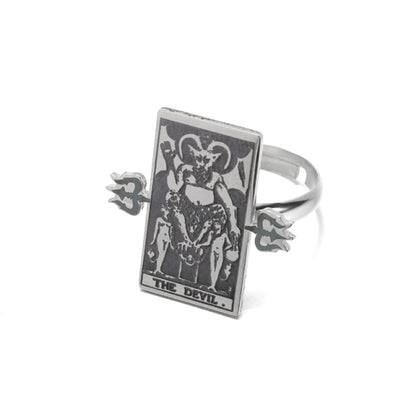 Adjustable Tarot Card Rings | Winged Stainless Steel Rider-Waite Jewelry | Astrology Charm Amulet | Apollo Tarot