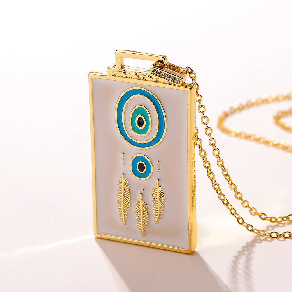 Dream Catcher Evil Eye Necklace | Tarot Card Shaped Pendant Charm | Apollo Tarot Shop