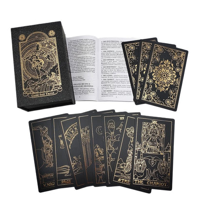 Gilded Universal Waite Tarot Deck, Black & Gold Lined Divination Cards, Gold Foil Neo Rider Black Golden Edition | Apollo Tarot