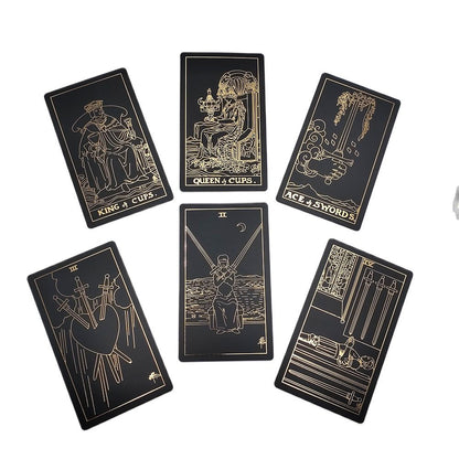 Gilded Universal Waite Tarot Deck, Black & Gold Lined Divination Cards, Gold Foil Neo Rider Black Golden Edition | Apollo Tarot