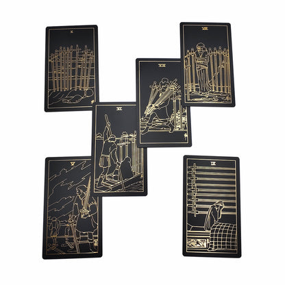 Gilded Universal Waite Tarot Deck, Black & Gold Lined Divination Cards, Gold Foil Neo Rider Black Golden Edition | Apollo Tarot