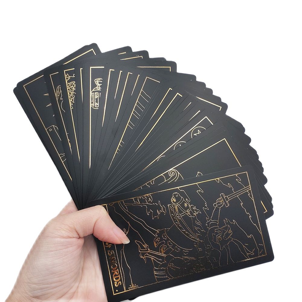 Gilded Universal Waite Tarot Deck, Black & Gold Lined Divination Cards, Gold Foil Neo Rider Black Golden Edition | Apollo Tarot