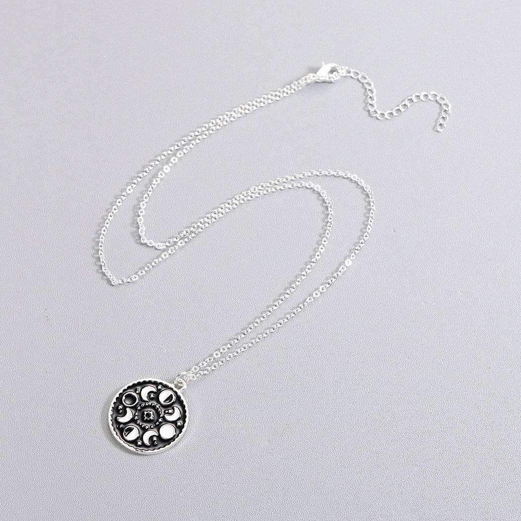 Moon Necklace | Lunar Cycle Pendant | Glow In The Dark Enamel Jewelry | Apollo Tarot