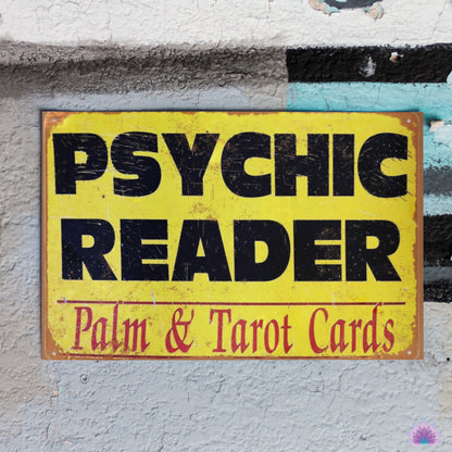 Tarot Psychic Metal Sign | Divination Retro Tin Plaque | Esoteric Wall Art For Witchy Home Decor | Apollo Tarot Shop