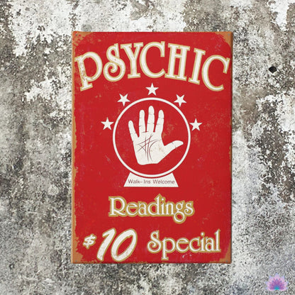 Tarot Psychic Metal Sign | Divination Retro Tin Plaque | Esoteric Wall Art For Witchy Home Decor | Apollo Tarot Shop